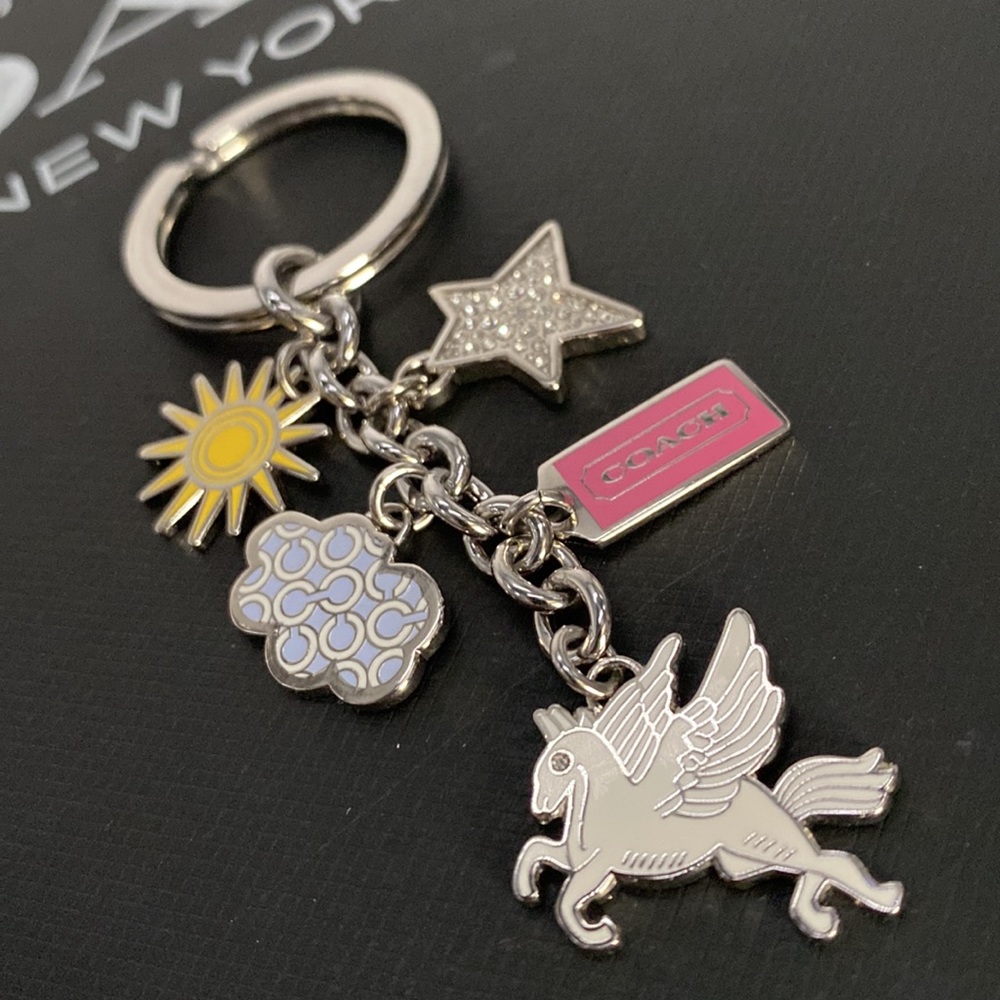 Coach Metal Mixed Keychain Bag charm FOB Pegasus Horse Sun Cloud Signature Logo - Picture 4 of 8